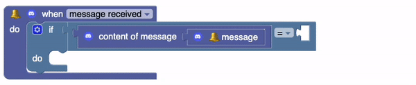 when message received do if content of message message = (value) do
