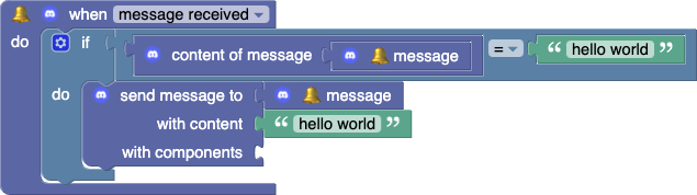 send message to 🔔 message with content “hello world”